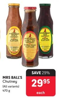 MRS BALL'S Chutney (All variants) 470g