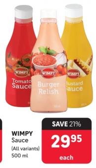 WIMPY Sauce (All variants) 500ml 