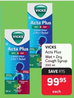 Vicks Acta Plus Wet + Dry Cough Syrup 200ml