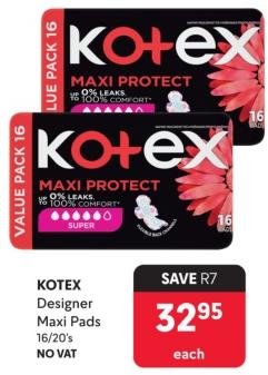 KOTEX Designer Maxi Pads 16/20's 