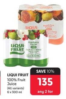 LIQUI FRUIT 100% Fruit Juice (All Variants) 6x300ml Any 2