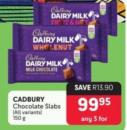 CADBURY Chocolate Slabs (All variants) 150g Any 5