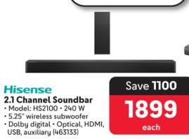 Hisense 2.1 Channel Soundbar