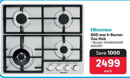 Hisense 600 mm 4-Burner Gas Hob