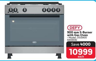 Defy 900 mm 5-Burner with Gas Oven