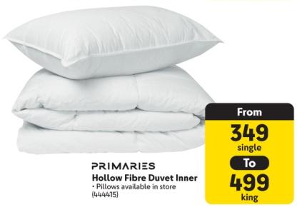 Primaries	Hollow Fibre Duvet Inner king Size