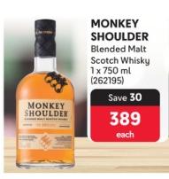 MOUNKEY SHOULDER  Blended Malt Scotch Whisky 750ml