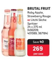 BRUTAL FRUIT Ruby Apple, Strawberry Rouge or Litchi Sèche Spritzer 27 x 275ml