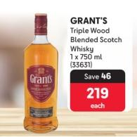 Grant's Triple Wood Blended Scotch Whisky 750ml