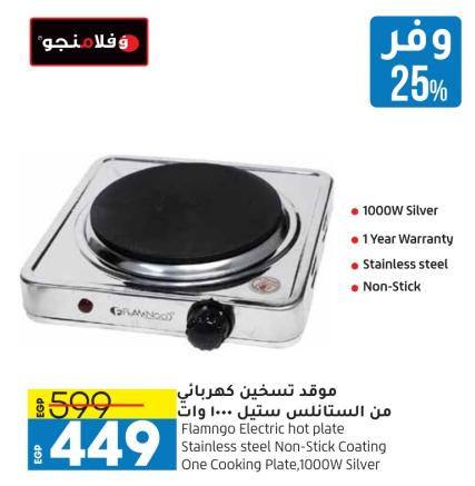 Flamingo Electric hot plate with one cooking plate, 1000W Silver.