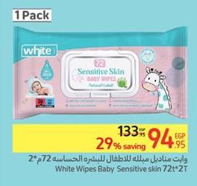 White Wipes Baby Sensitive skin 2x72 Sheets