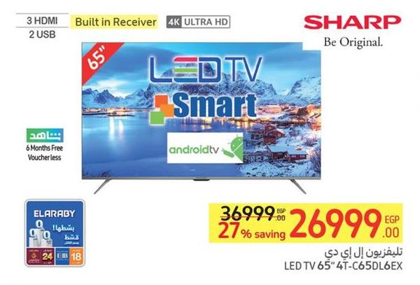 Sharp 65" LED TV with Smart features and built-in receiver, 4K Ultra HD