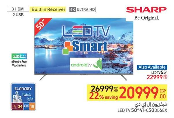 Sharp 50" LED TV Smart with Built-in Receiver, 4K Ultra HD, Android TV