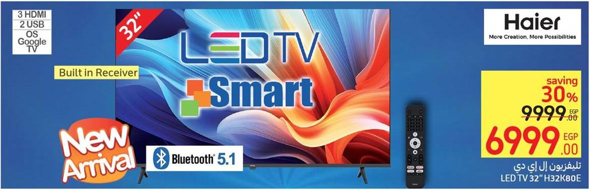 Haier 32" Smart LED TV with Built-in Receiver