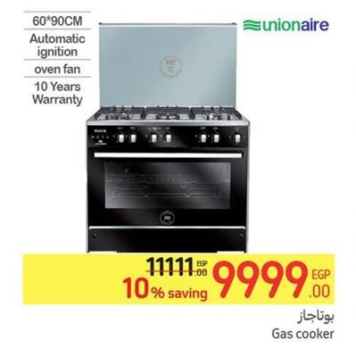 Unionaire Gas cooker with automatic ignition and oven fan.