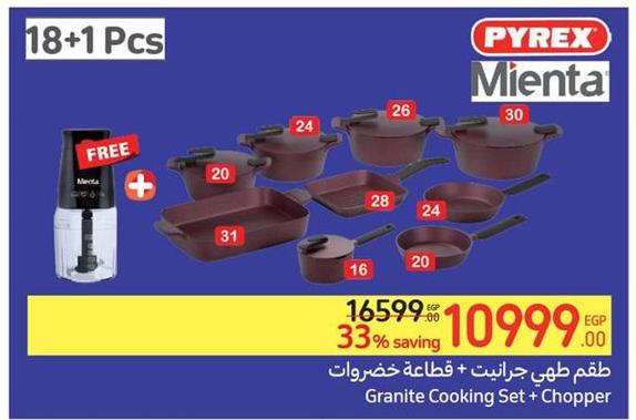 Pyrex Mienta Granit Cooking Set + Chopper 18+1