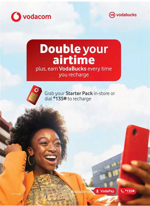 Double your airtime plus, earn VodaBucks every time you recharge