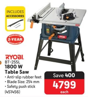 RYOBI BT-255L 1800 W Table Saw