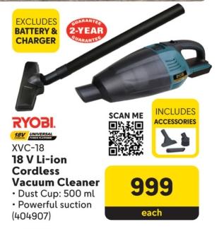 Ryobi 18 V Li-ion Cordless Vacuum Cleaner