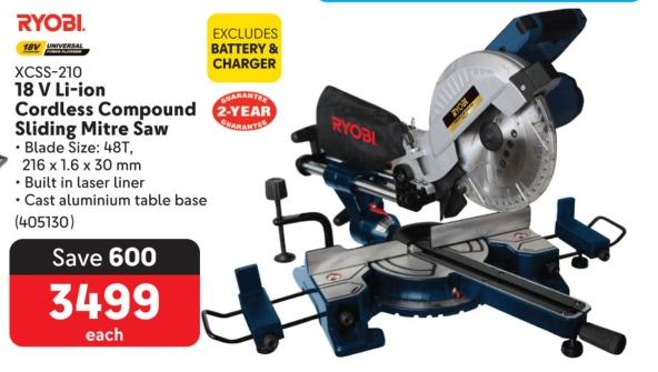 Ryobi 18 V Li-ion Cordless Compound Sliding Mitre Saw