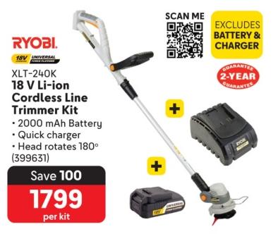 RYOBI XLT-24K 18 V Li-ion Cordless Line Trimmer Kit