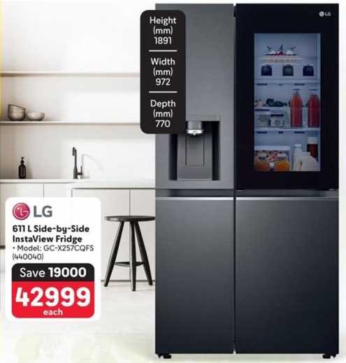 LG 61L Side-by-Side InstaView Fridge 