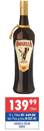 Amarula Cream Range 750ml