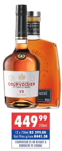 Courvoisier Vs Or Biscuit & Dubouche Vs Cognac 12x750ml