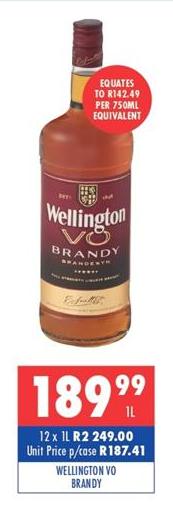 Wellington Vo Brandy 12x1L