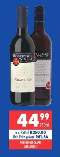 Robertson Winery Chapel Red 6x750ml