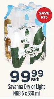 Savanna Dry or Light NRB 6x330ml