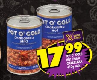 Pot O' Gold Chakalaka Hot/Mild 410g