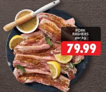 PORK RASHERS per kg