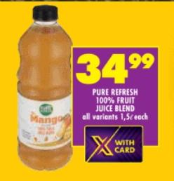 Pure Refresh 100% Fruit Juice Blend All Variants 1.5L Each