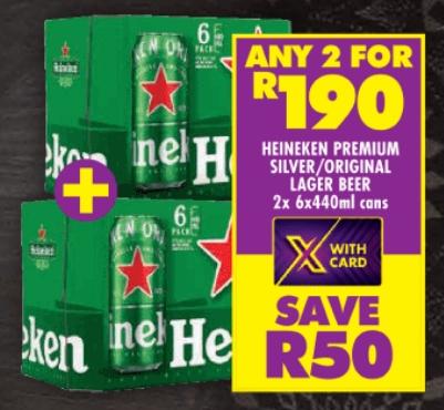 Heineken Premium Silver/Original Lager Beer 2x6x440ml Cans Any 2