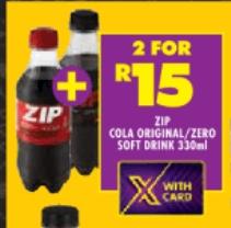 ZIP Cola Original/Zero Soft Drink 330ml