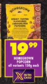 Homegrown Popcorn All Variants 150g Each