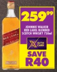 Johnnie Walker Red Label Blended Scotch Whisky 750ml