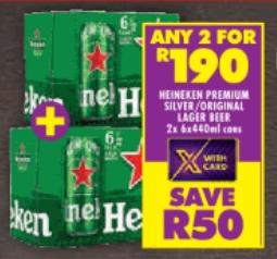 Heineken Premium Silver Original Lager Beer Any 2x6x440ml