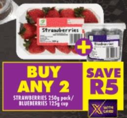 FRESHMARK STRAWBERRIES 250g pack /BLUEBERRIES 125g cup Any 2