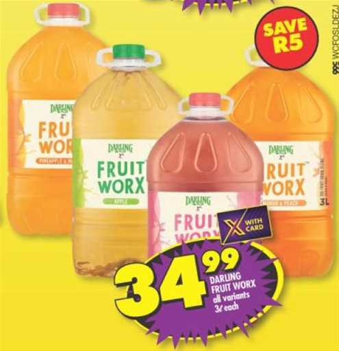 Darling Fruit Worx all variants 3L Each