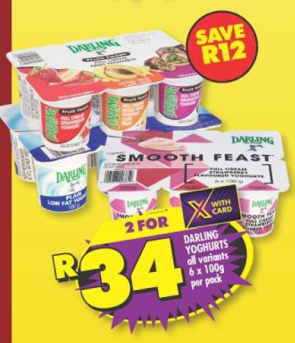 Darling Yoghurts, all variants 6x100g Per Pack