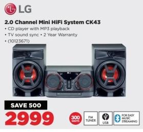 LG 2.0 Channel Mini HiFi System CK43