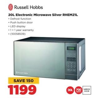 Russell Hobbs 20L Electronic Microwave Silver RHEM21L 