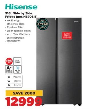 516L Side by Side Fridge Inox H670SIT