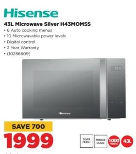 Hisense 43L Microwave Silver H43MOMSS