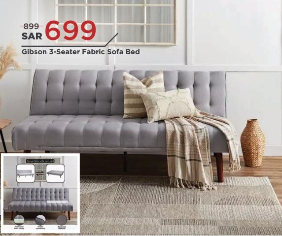 Gibson 3-Seater Fabric Sofa Bed