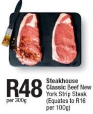 Steakhouse Classic Beef New York Strip Steak Per 300g