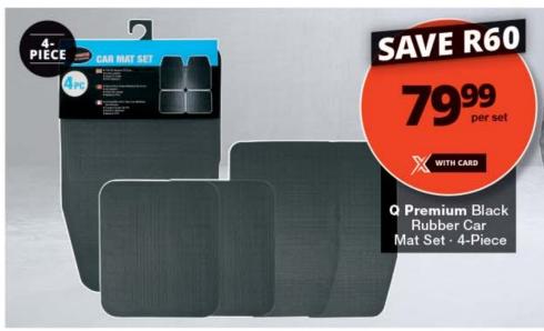 Q Premium Black Rubber Car Mat Set - 4-Piece