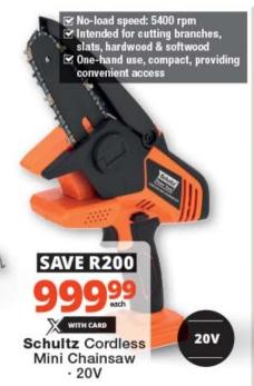 Schultz Cordless Mini Chainsaw - 20V